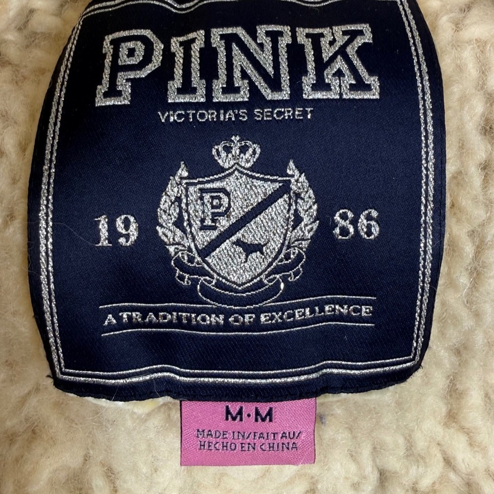 Y2K PINK Cream 100% Wool Cable Knit Belted Cardigan Sweater M Grandpa prepy - Picture 2 of 10